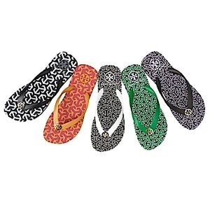 Set of Tory Burch Platform Geometric Thong Wedge Flip Flop Sandals